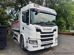 Scania G410 6x2 Hooklift Truck with Machine Flatbed – CNG