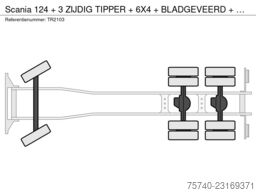 Scania 124 + 3 ZIJDIG TIPPER + 6X4 + BLADGEVEERD + MAN...