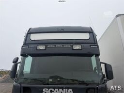 Scania R164G 580 V8 6x2 hook truck w/ box.
