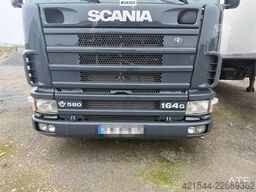 Scania R164G 580 V8 6x2 hook truck w/ box.