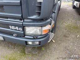 Scania R164G 580 V8 6x2 hook truck w/ box.