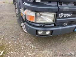 Scania R164G 580 V8 6x2 hook truck w/ box.