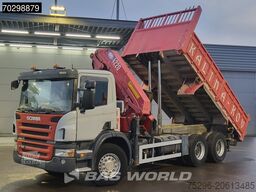 Scania P340 6X4 HMF 4220 K6 Crane Winch Tipper Full St...