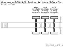 Groenewegen DRO-14-27 / Tautliner / 1x Lift Axle / BPW + Disc