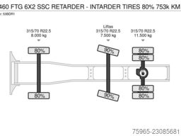 DAF XF 460 FTG 6X2 SSC RETARDER - INTARDER TIRES 80%