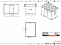 Elipo®  Bürocontainer Baucontainer 3m Mobilcontainer mit zwei Fenster NEU