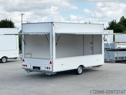 Blyss H18422HN | WEISS 420X223X230CM 1800KG VERKAUFSANHÄNGER | 2X VERKAUFSKLAPPE