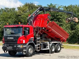 SCANIA P 410 Kipper 4,95m * KRAN/FUNK + BORDMATIC *6x4