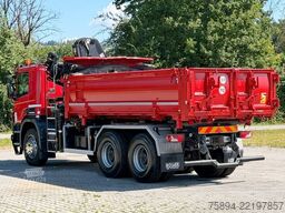 SCANIA P 410 Kipper 4,95m * KRAN/FUNK + BORDMATIC *6x4