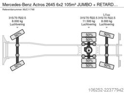 Mercedes-Benz Actros 2645 6x2 105m³ JUMBO + RETARDER + CRANE ...