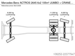 Mercedes-Benz ACTROS 2645 6x2 105m³ JUMBO + CRANE PALFINGER P...