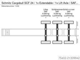 Schmitz Cargobull SCF 24 / 1x Extendable / 1x Lift Axle / SAF + Disc