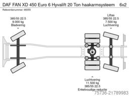 DAF FAN XD 450 Euro 6 Hyvalift 20 Ton haakarmsysteem