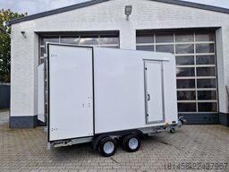 trailershop schöner Kofferanhänger niedrige Ladefläche Seitentür 2700kg 360x200x210cm Neuverkauf