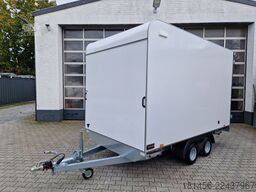 trailershop schöner Kofferanhänger niedrige Ladefläche Seitentür 2700kg 360x200x210cm Neuverkauf