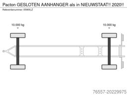 Pacton GESLOTEN AANHANGER  als in NIEUWSTAAT!! 2020!!