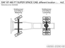 DAF XF 480 FT SUPER SPACE CAB, different location :...