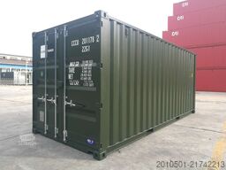 20 Fuß Seecontainer / Neucontainer Flaschengrün RAL 6007 / Materiallager/