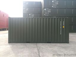 20 Fuß Seecontainer / Neucontainer Flaschengrün RAL 6007 / Materiallager/