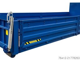 A1 Container STAHL-Kippaufbau 12 m³ - Pendelklappe abklappbar - Zurrösen - RAL 5010 Enzianblau