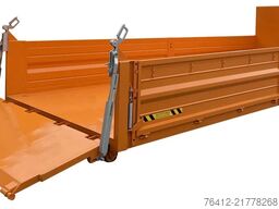 A1 Container STAHL-Kippaufbau 12 m³ - Pendelklappe abklappbar - Zurrösen - RAL 2011 Tieforange