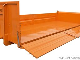 A1 Container STAHL-Kippaufbau 12 m³ - Pendelklappe abklappbar - Zurrösen - RAL 2011 Tieforange