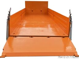 A1 Container STAHL-Kippaufbau 12 m³ - Pendelklappe abklappbar - Zurrösen - RAL 2011 Tieforange