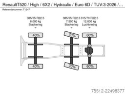 Renault T520 / High / 6X2 / Hydraulic / Euro 6D / TUV:3...