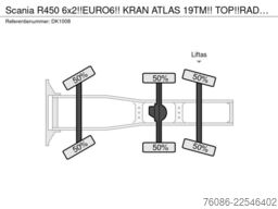 Scania R450 6x2!!EURO6!! KRAN  ATLAS 19TM!! TOP!!RADIO...