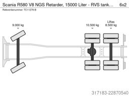 Scania R580 V8 NGS Retarder, 15000 Liter - RVS tank