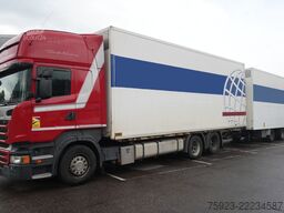 Scania R 400 6x2 closed box in combo with trailer