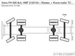 Volvo FH 500 8x4, HMF 2120 K4 + Rotator, + Krone trai...