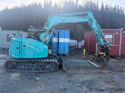Kobelco SK75SR-7 excavator with rototilt, grab and 3 bucke