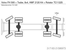 Volvo FH 500 + Trailer, 8x4, HMF 2120 K4 + Rotator