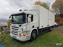 Scania P270 4x2 box truck with full side opening and tail