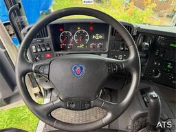 Scania P270 4x2 box truck with full side opening and tail