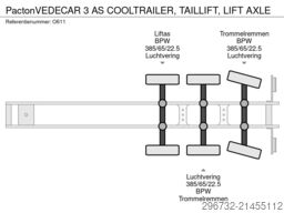 Pacton VEDECAR 3 AS COOLTRAILER, TAILLIFT, LIFT AXLE