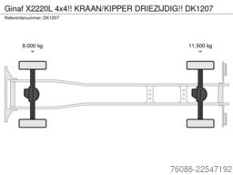 Ginaf X2220L 4x4!! KRAAN/KIPPER DRIEZIJDIG!!