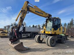 Komatsu PW160-8 Wheel Excavator with tilt and 2 buckets