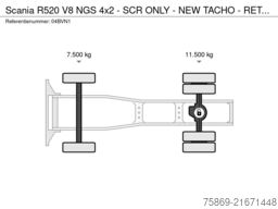 Scania R520 V8 NGS 4x2 - SCR ONLY - NEW TACHO - RETARD...