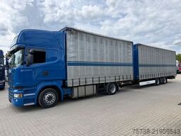 SCANIA R410 Pritsche+Plane/Retarder + Anhänger Krone