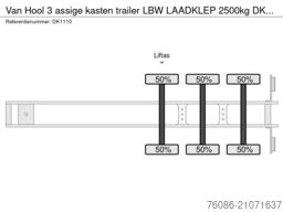 Van Hool 3 assige kasten trailer LBW LAADKLEP 2500kg