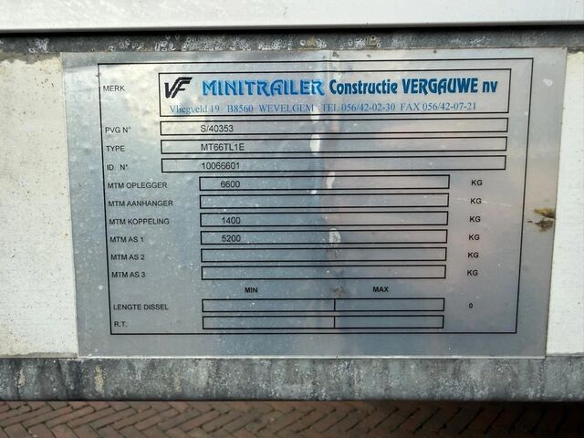 Ladepritsche Vergauwe Minitrailer 6.6 Ton Openlaadbak BE Oplegger 850...