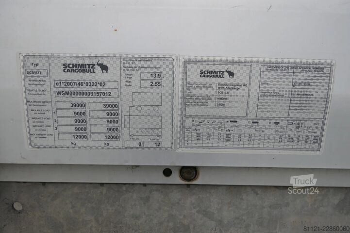 Skjutbara presenningar Schmitz Cargobull SCB*S3T | Tautliner + Sliding roof | 2012 | TUV...