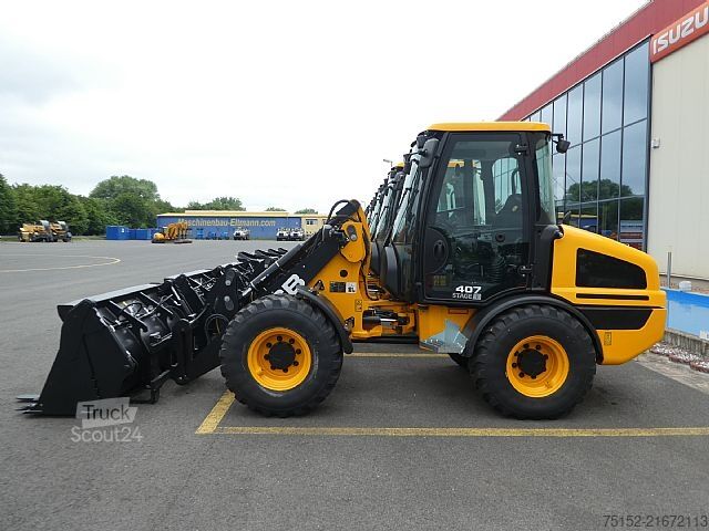 Hjullastare JCB 407 Stufe V inkl. Schaufel + Gabel - NEU