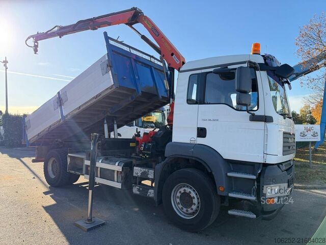 Volquete con grúa MAN TGA 18.320 4X2 TIPPER EURO 4 + CRANE PALFINGER ...