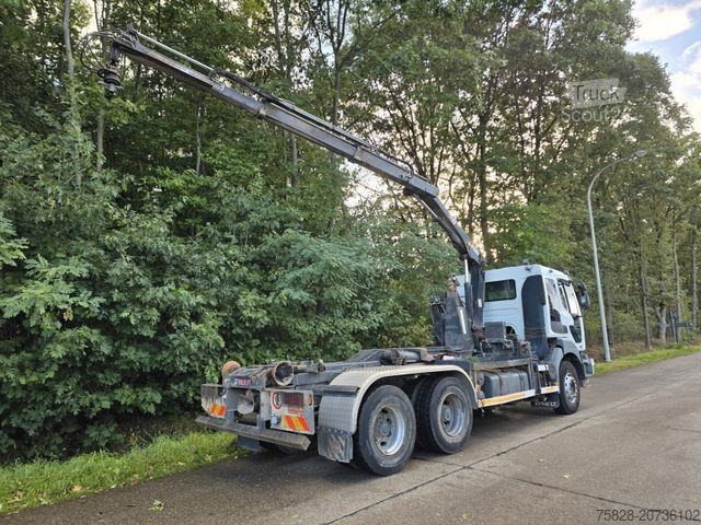 Camión portacontenedores de gancho RENAULT Kerax 420 dci/Kran Hiab 080B-2/ Multilift Haken