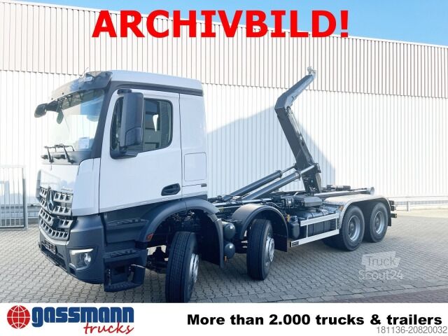 Roll-off tipper truck Mercedes-Benz Arocs 3240 8x4, Abroller VDL SK-25-5700