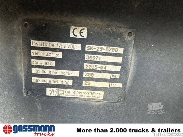 Roll-off tipper truck Mercedes-Benz Arocs 3240 8x4, Abroller VDL SK-25-5700