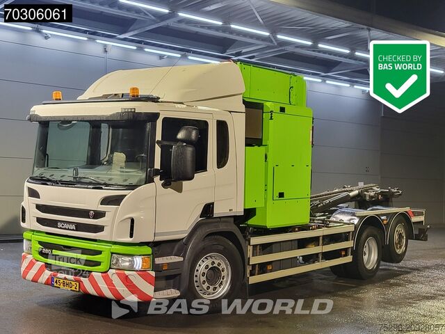 Scania P P280 6X2 NL-lastbil VDL IES Plus Duo + sidolastare Automat Euro 6 Scania P280 P 6X2 NL-Truck VDL IES Plus Duo + side loa...